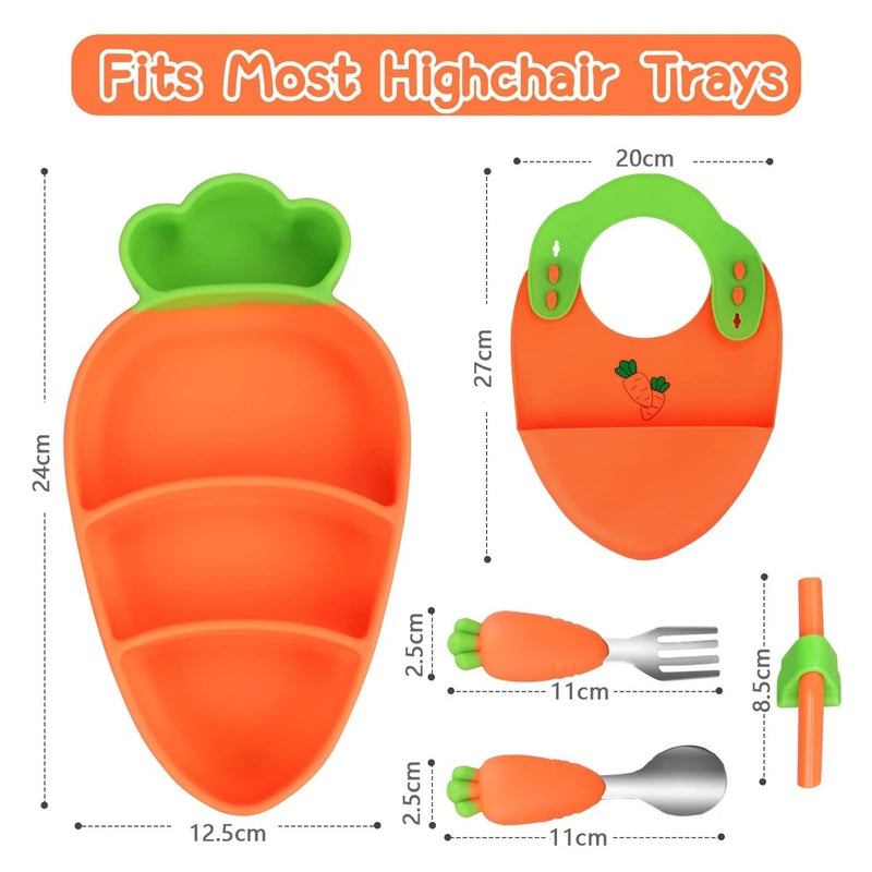 Kit De Talheres De Silicone Em Formato De Cenoura c/ 6 Peças