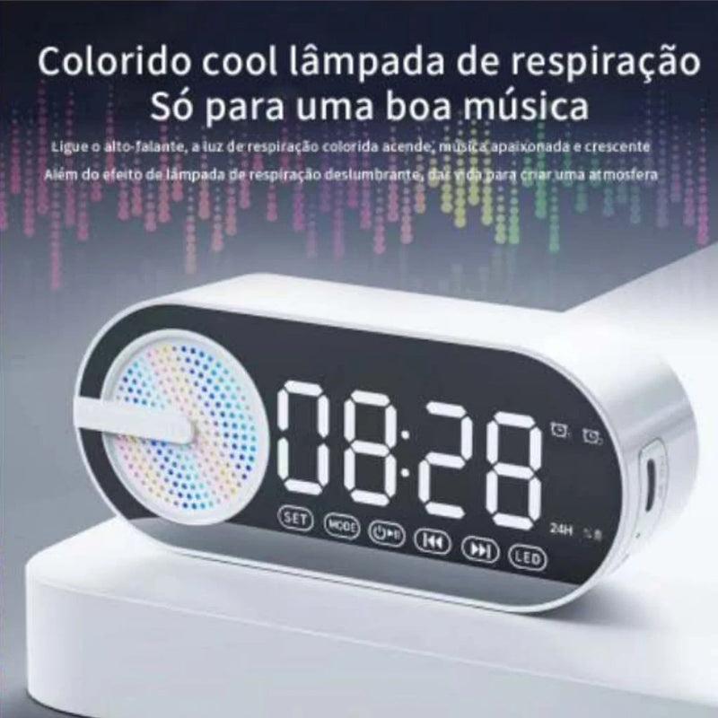 Rádio relógio FM despertador digital G-30 tela espelhada Bluetooth