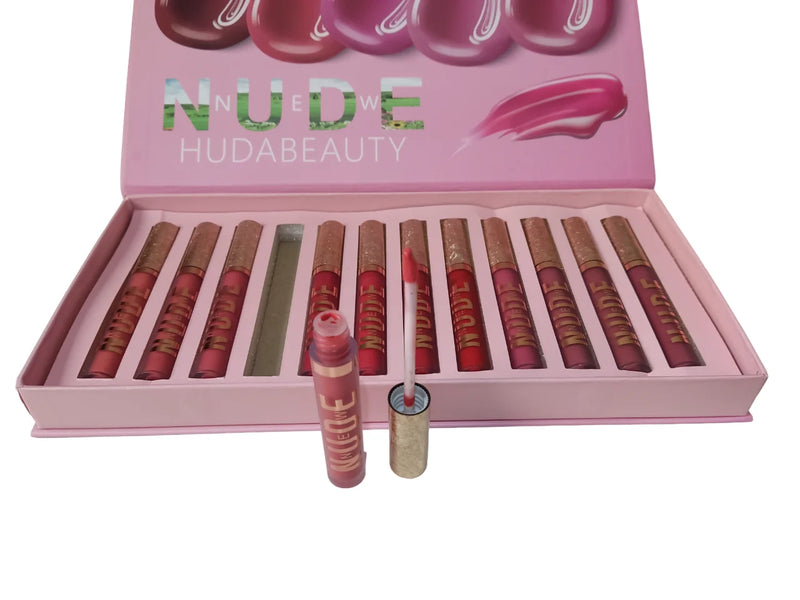 Kit Com 12 Unidades De Batom Brilho Labial Nude